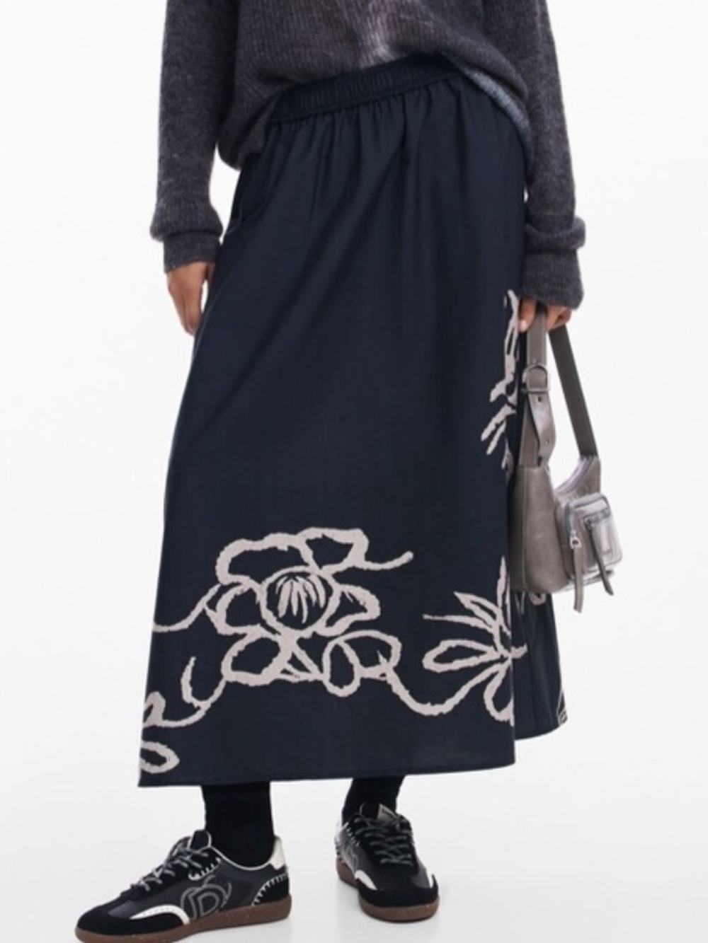DESIGUAL WOVEN MIDI SKIRT